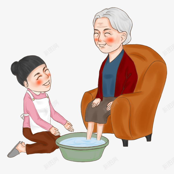png免抠素材_新图网 https://ixintu.com 女儿 妈妈 帮父母洗脚 洗脚 洗脚卡通 老人