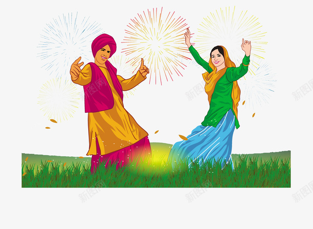 一对正在跳舞的印度男女矢量图eps免抠素材_新图网 https://ixintu.com 印度 印度男女 印度舞蹈 矢量男女 矢量舞蹈 跳舞 跳舞PNG 矢量图