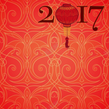 2017新春红色灯笼背景矢量图背景