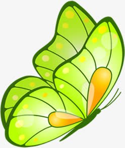 扁平手绘绿色的飞舞的蝴蝶效果素材