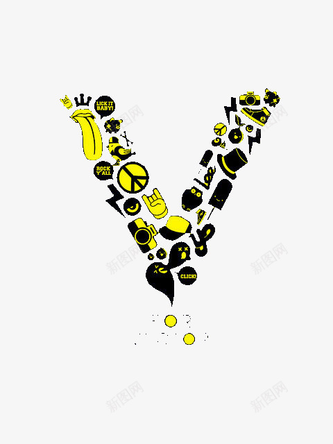 复合V字型png免抠素材_新图网 https://ixintu.com V字型 复合元素 黄色 黑色