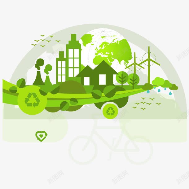 绿色城市png免抠素材_新图网 https://ixintu.com 城市 城市素材 环境 环境保护 矢量城市 矢量素材