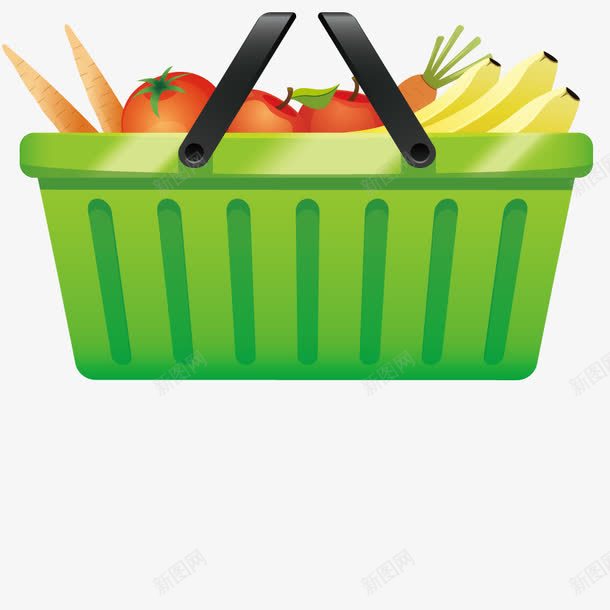 水果蔬菜png免抠素材_新图网 https://ixintu.com 手提篮子 篮子 绿色 菜篮子 购物