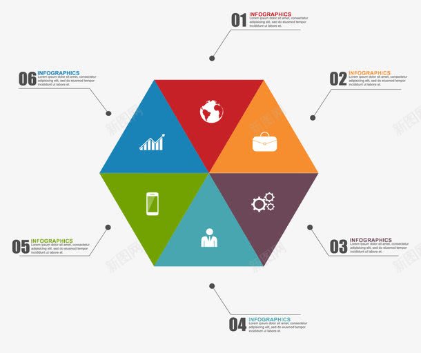 六边形类型分析矢量图eps免抠素材_新图网 https://ixintu.com 免费png素材 六边形 商务信息 扁平 矢量图