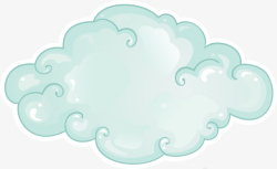 卡通绿色白边云朵素材