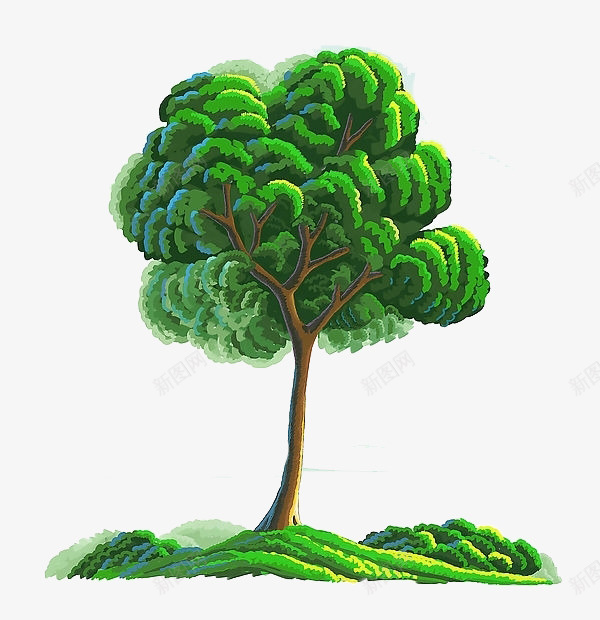 手绘树木png免抠素材_新图网 https://ixintu.com 树 树木 油画 油画树 绿色