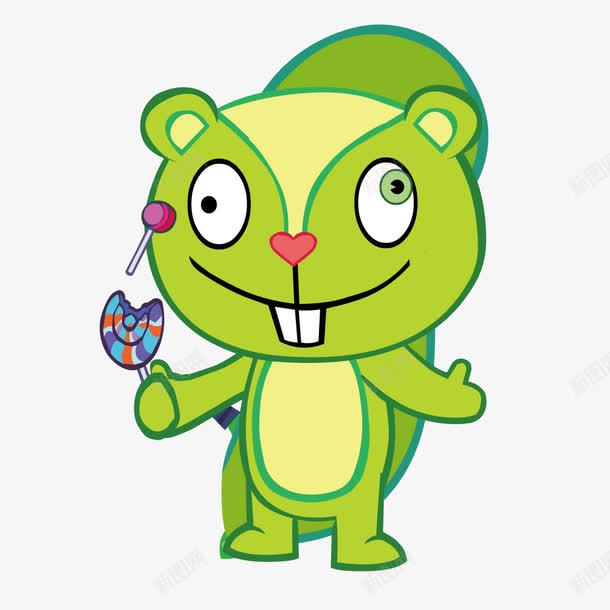 绿色拿着棒棒糖的小松鼠png免抠素材_新图网 https://ixintu.com 卡通 小松鼠 拿着棒棒糖 绿色