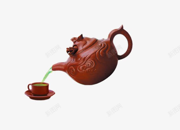 紫砂茶具png免抠素材_新图网 https://ixintu.com 紫砂 绿茶 茶具 茶壶 茶水