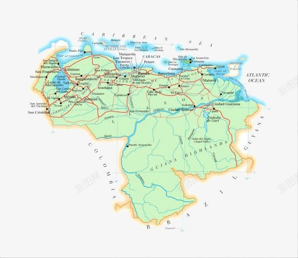 委内瑞拉地图png免抠素材_新图网 https://ixintu.com 世界地图 国家地图 地图 委内瑞拉地图