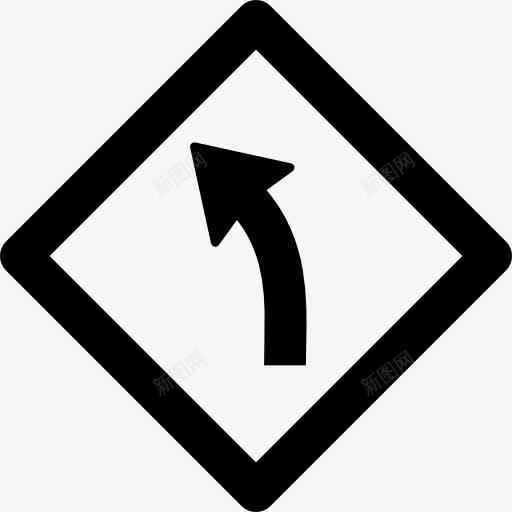 左转弯标志图标png_新图网 https://ixintu.com 交通标志 信号 分叉路 地图和国旗 方向 符号 道路