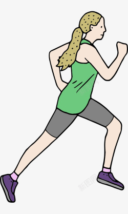 手绘可爱人物插图跑马拉松的女孩素材