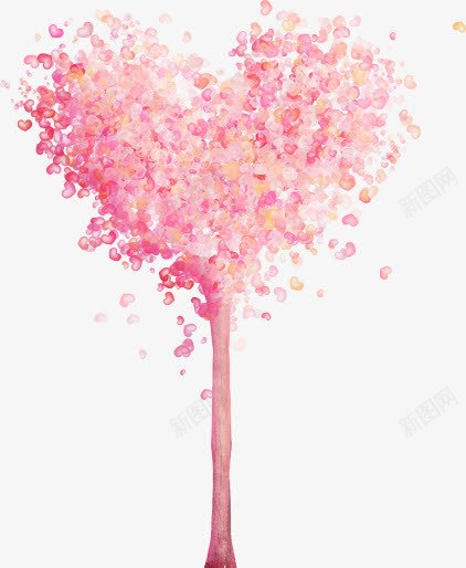 粉色爱心树png免抠素材_新图网 https://ixintu.com 手绘 树 爱心 粉色