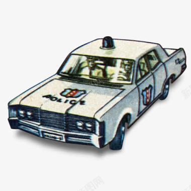 警察小型车年代的火柴盒汽车图标图标