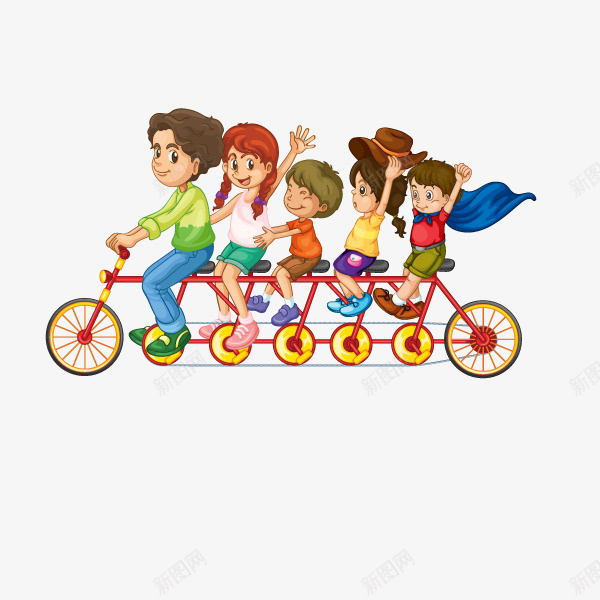 卡通小孩png免抠素材_新图网 https://ixintu.com 卡通 小孩 自行车