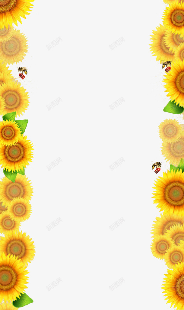 向日葵边框png免抠素材_新图网 https://ixintu.com 向日葵 花卉 花朵 边框装饰 黄色