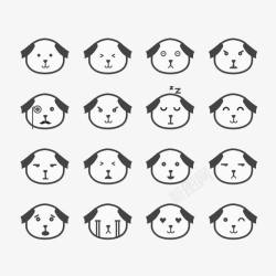6种卡通手绘16种小狗表情包高清图片