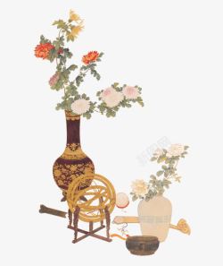 彩色古典花瓶花朵素材