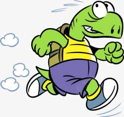 卡通手绘跑步的卡通乌龟素材