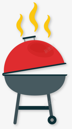 红色烤架卡通红色烧烤烤架高清图片