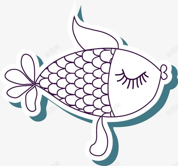 线条动物鱼装饰卡纸png免抠素材_新图网 https://ixintu.com 动物 卡纸 线条 装饰 鱼