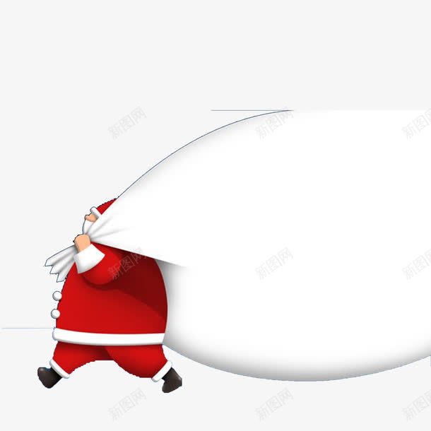 圣诞老人和他的礼物袋png免抠素材_新图网 https://ixintu.com 卡通 手绘 白色 红色 节日