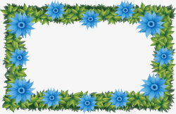 绿草蓝色花朵装饰框矢量图素材