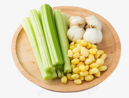 蔬菜配料png免抠素材_新图网 https://ixintu.com 木盘 白色 绿色 芹菜