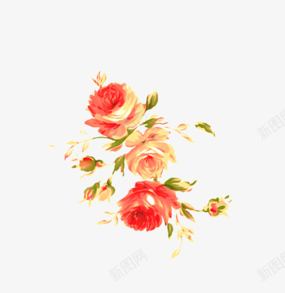 手绘复古花朵png免抠素材_新图网 https://ixintu.com 复古风 手绘素材 花朵 装饰图案