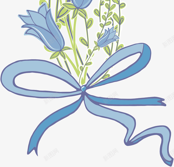 绿色叶子上的蓝色花朵png免抠素材_新图网 https://ixintu.com 叶子 手绘植物 植物 绿叶 绿植 花卉 花朵 蓝色花朵