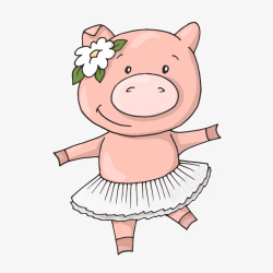 穿着肚兜的猪粉色穿着裙子的卡通猪矢量图高清图片