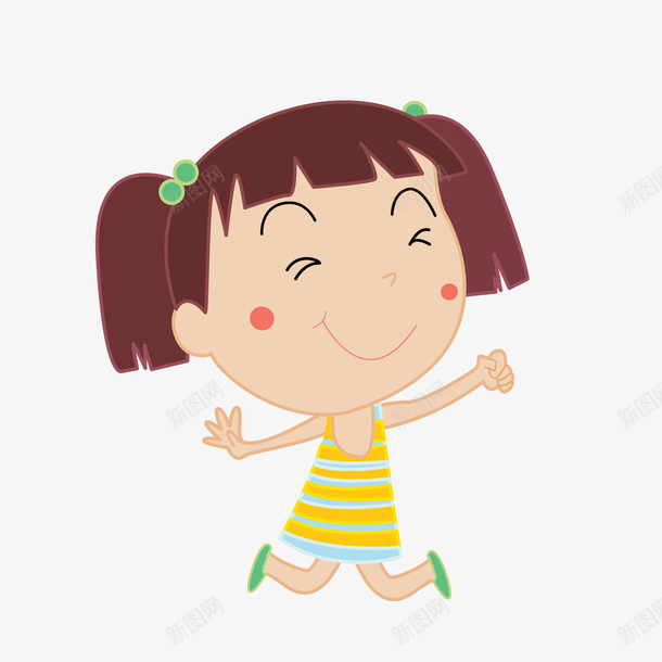 卡通跳起来的女孩矢量图ai免抠素材_新图网 https://ixintu.com 人物设计 儿童节 卡通 可爱 女孩 矢量图 跳起来 辫子 高兴的跳起来