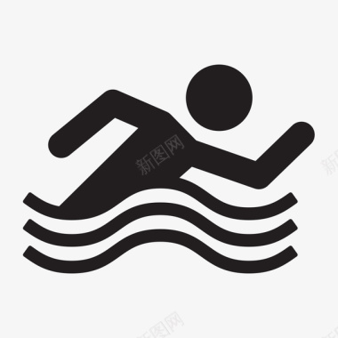 手绘游泳的人图标图标