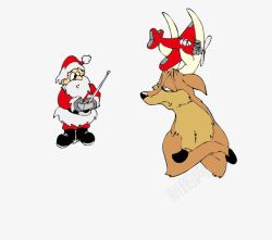 鍦癁钥佷汉杈规圣诞老人和驯鹿矢量图高清图片