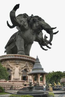 巨象泰国曼谷三头巨象高清图片