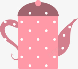 粉红色波点卡通茶壶矢量图素材