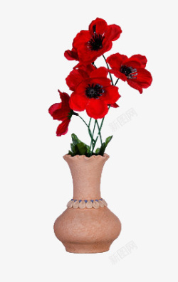 陶瓷花瓶里的红色鲜花素材