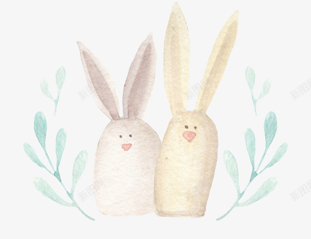 卡通手绘情侣兔子png免抠素材_新图网 https://ixintu.com 创意 动漫动画 卡通 可爱的兔子 情侣兔子 手绘 简约