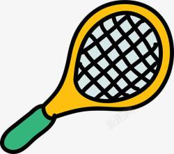 黄色网球拍卡通网球拍高清图片