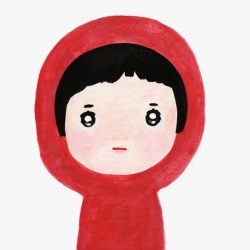 红衣服女孩素材手绘卡通可爱女孩高清图片