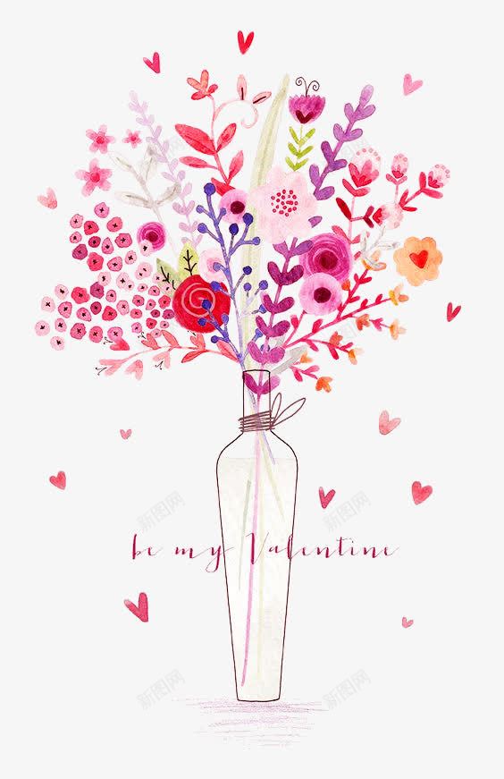 花瓶里的花png免抠素材_新图网 https://ixintu.com 才睡 植物 爱心 粉色 花束 花瓶