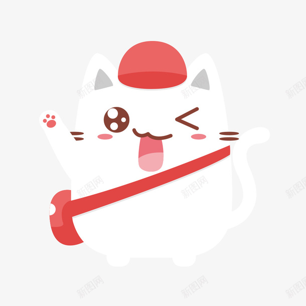 背着包的卡通猫png免抠素材_新图网 https://ixintu.com 卡通 帽子 白猫 背包