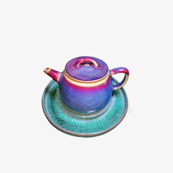 炫彩茶壶实物炫彩茶壶陶艺作品高清图片