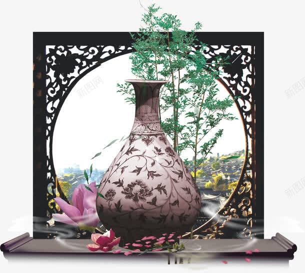 古典花瓶png免抠素材_新图网 https://ixintu.com 中国风 古典 窗户 花瓶