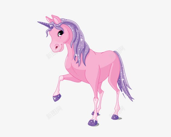 抬腿的马png免抠素材_新图网 https://ixintu.com 动物 卡通动物 卡通马 粉色 紫色 马