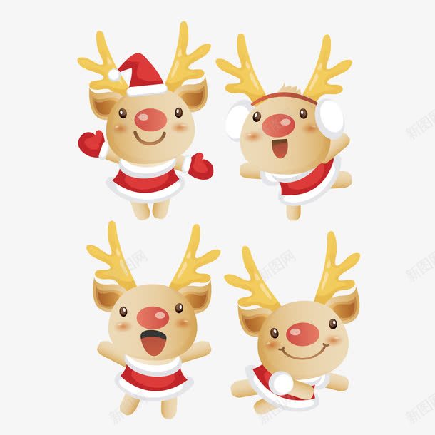 彩色卡通小鹿圣诞节png免抠素材_新图网 https://ixintu.com 卡通 圣诞节 小鹿 彩色