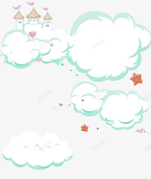 绿色清新云朵城堡装饰图案png免抠素材_新图网 https://ixintu.com 云朵 免抠PNG 城堡 清新 绿色 装饰图案