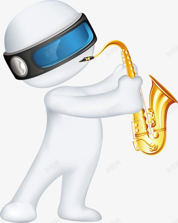吹喇叭的3D人png免抠素材_新图网 https://ixintu.com 3D人 乐器 卡通 手绘