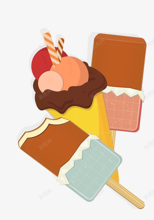 冷饮png免抠素材_新图网 https://ixintu.com 冰棍 卡通冷饮 巧克力雪糕 雪糕
