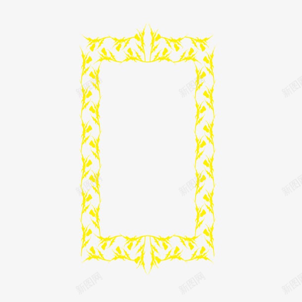 黄色矩形花边欧式边框png免抠素材_新图网 https://ixintu.com 欧式 矩形 竖边框 花边 边框 黄色