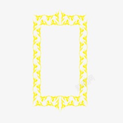 黄色矩形花边欧式边框素材